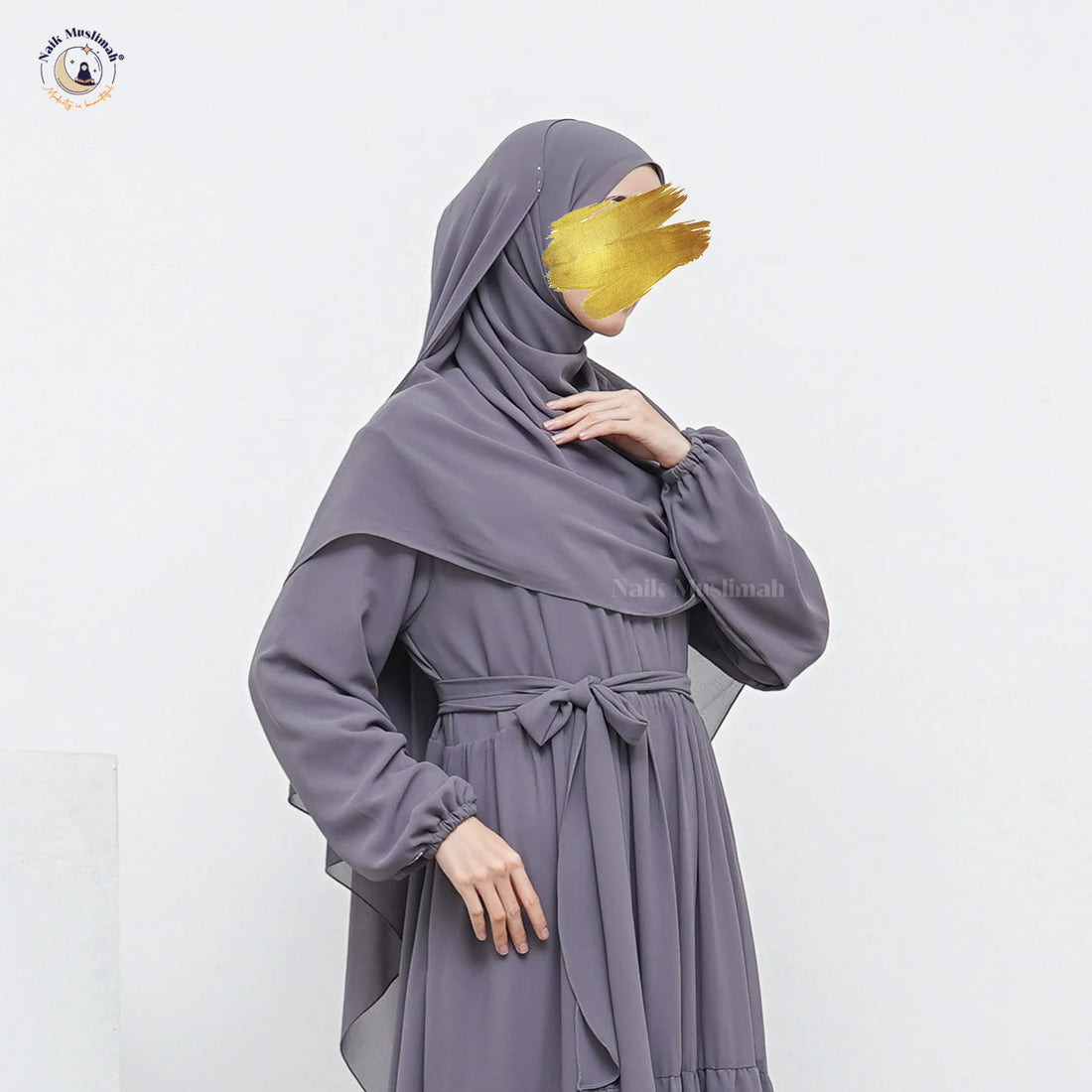 Grey Violet Abaya